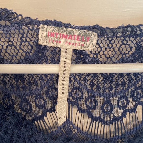 Free People Navy Blue Lace Overlay Mini Dress - Picture 4 of 5